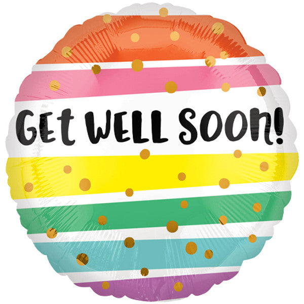 Bright Stripes Get Well Soon <br> 18" /46cm Foil Balloon