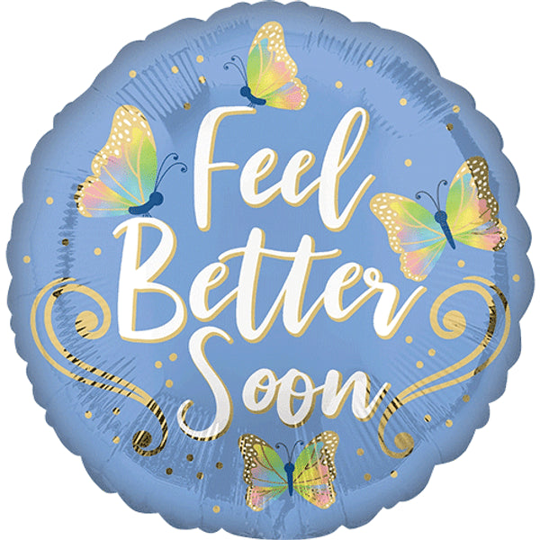 Feel Better Soon Butterflies <br> 18" /46cm Foil Balloon