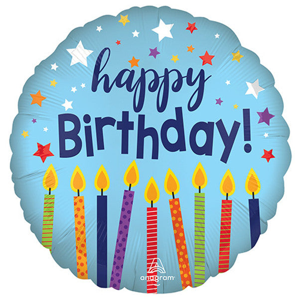 Happy Birthday Satin Blue <br> 18" /46cm Foil Balloon