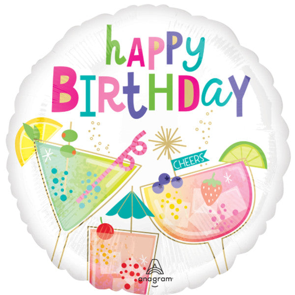 Birthday Cocktails <br> 18" / 45cm Foil Balloon