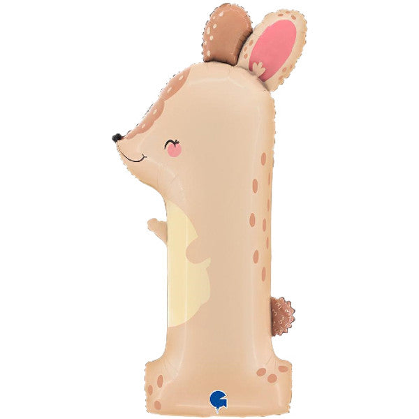 Large Number 1 Bunny Rabbit Foil Balloon