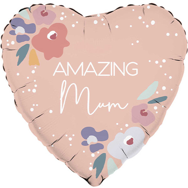Amazing Mum <br> Large Heart Foil Balloon