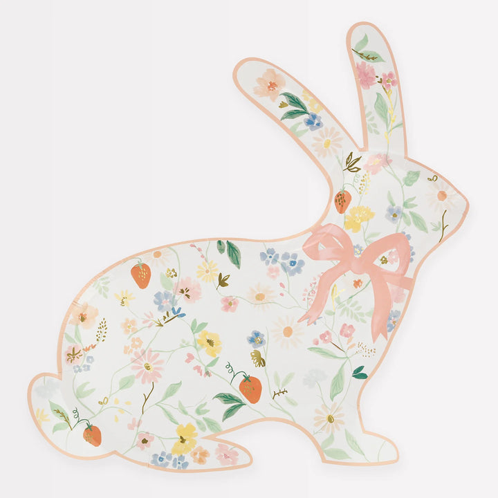 Elegant Floral Bunny Plates (8pcs)
