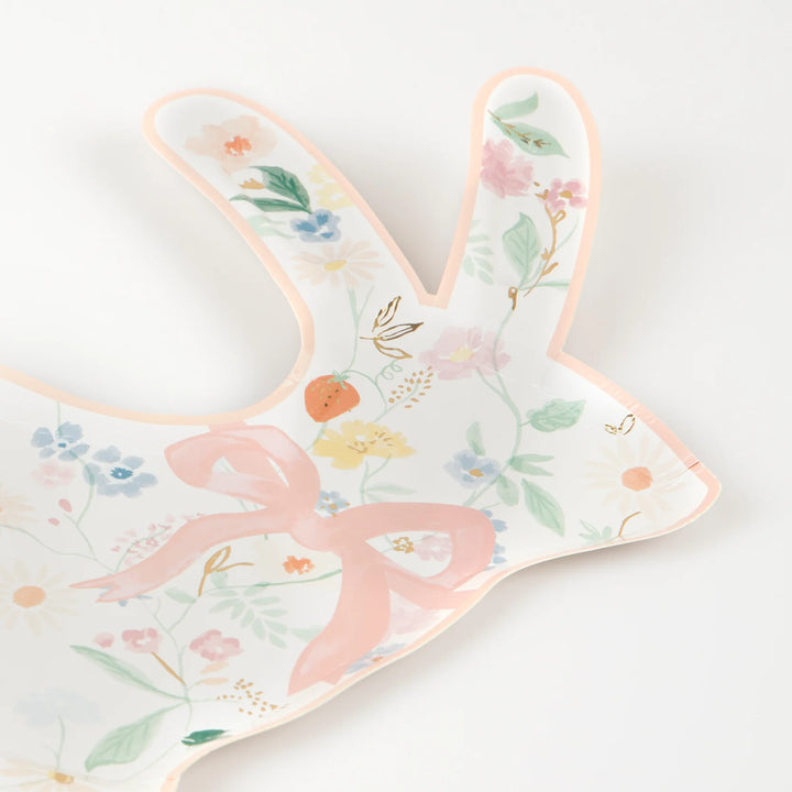 Elegant Floral Bunny Plates (8pcs)