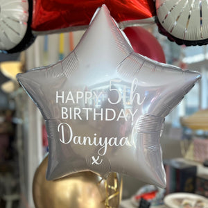 Personalised Chrome Silver <br> Star Balloon