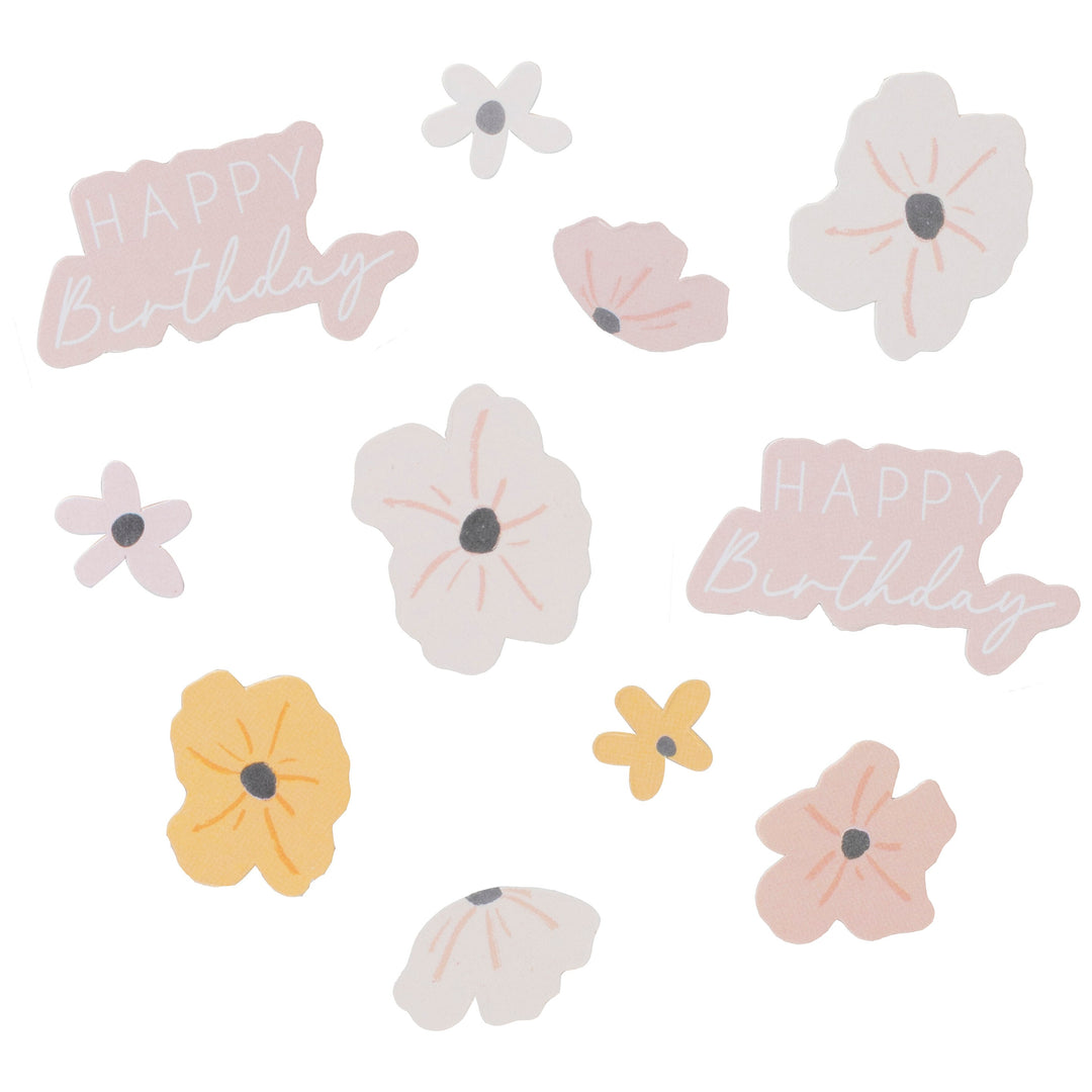 Floral <br> Happy Birthday Confetti