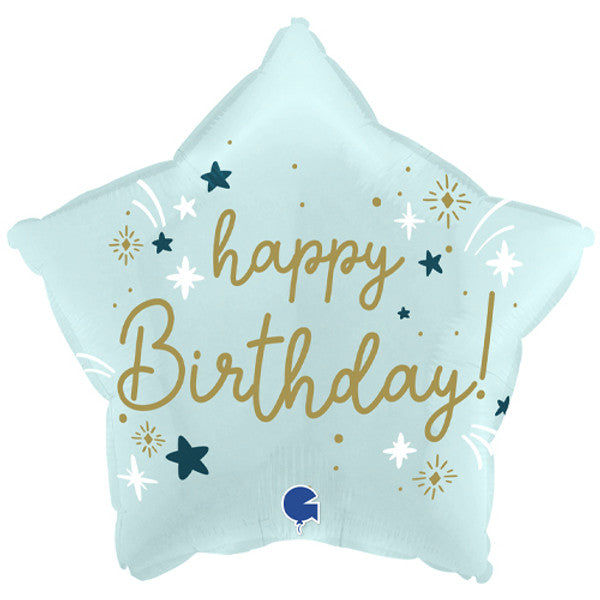 Happy Birthday Blue Star <br> 18" /46cm Foil Balloon