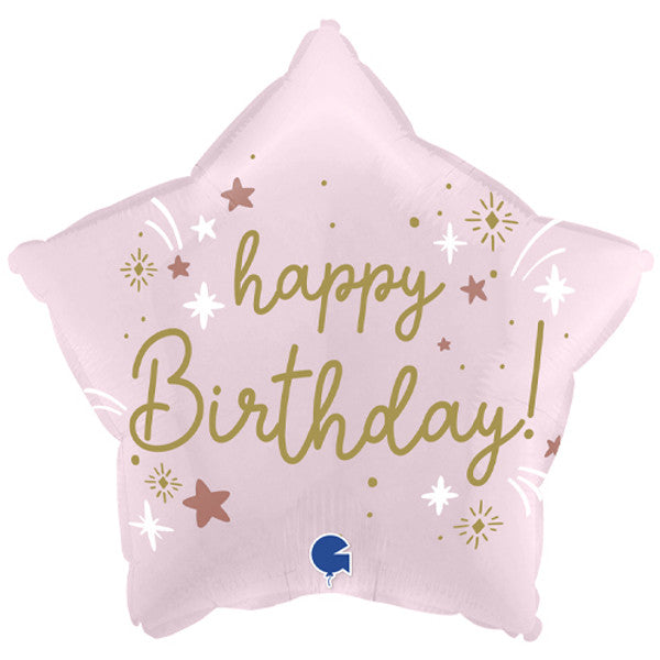 Happy Birthday Pink Star <br> 18" /46cm Foil Balloon