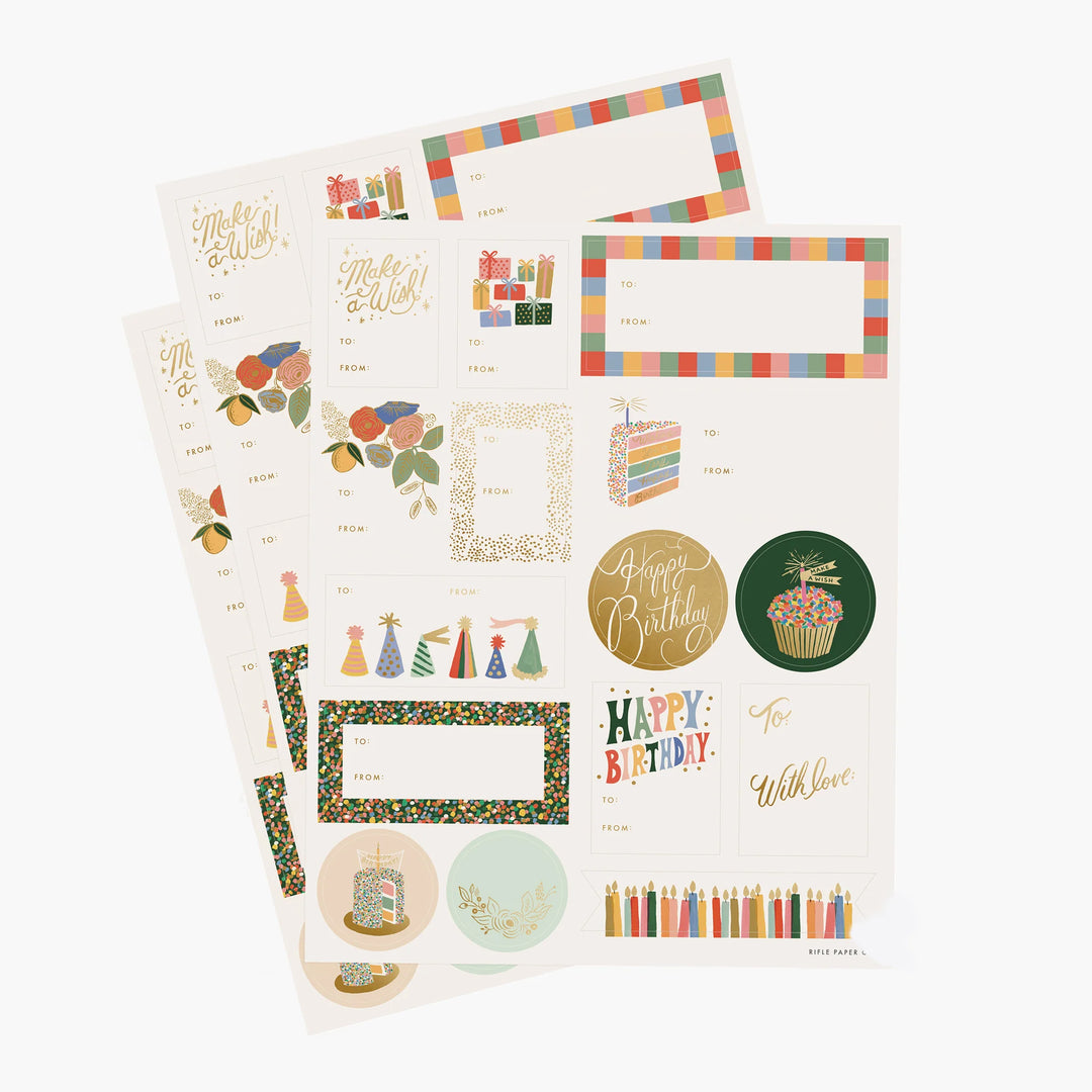 Birthday Cake <br> Stickers & Labels (3 Sheets)