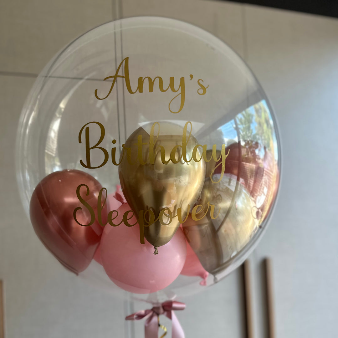 Gold, Rose Gold and Pink Personalised Bubble Balloon