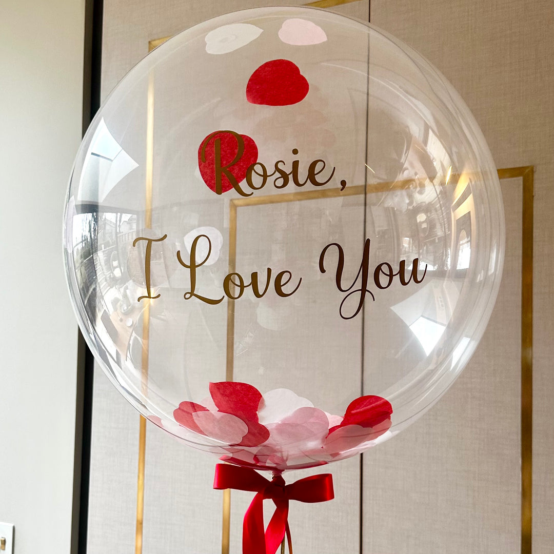 Personalised Bubble Balloon With Giant Heart Confetti