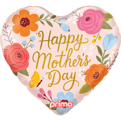 Mother's Day Flowers and Butterflies <br> Heart Foil Balloon