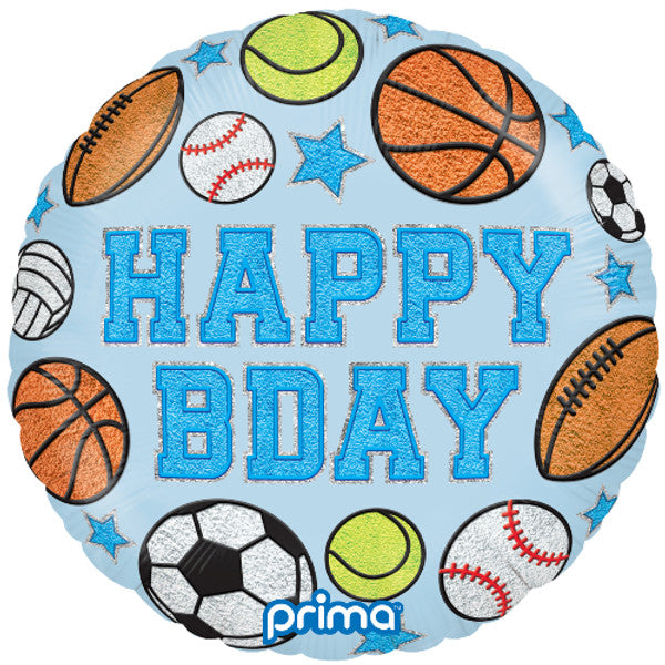 Happy Birthday Sports Patches <br> 18" /46cm Foil Balloon