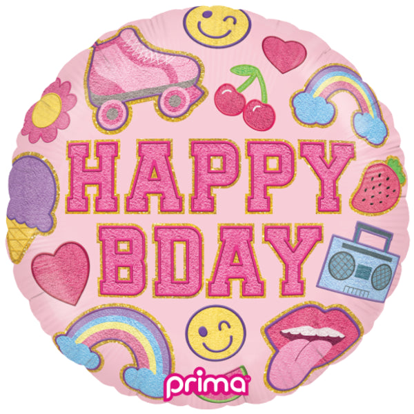 HAPPY BDAY Girl Patches <br> 18" /46cm Foil Balloon