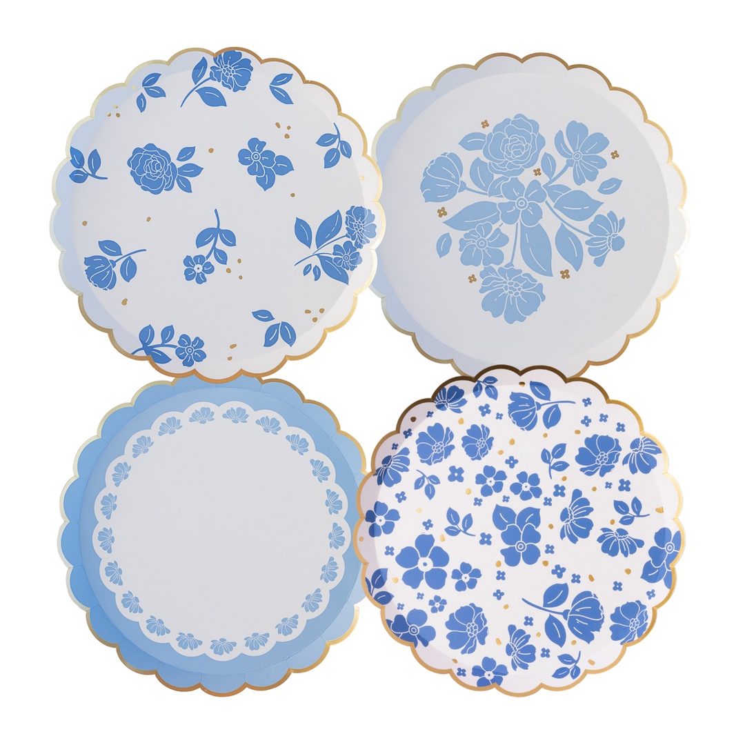 Belle Blue Elegant Floral Dessert Plates