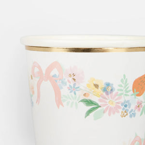 Elegant Floral Party Cups (8pcs)