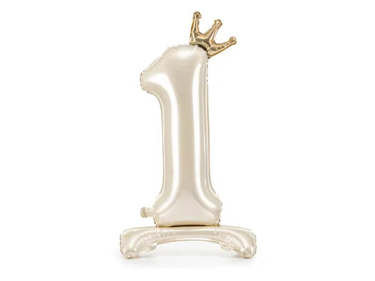 Standing Number 1 Foil Balloon - Light Cream