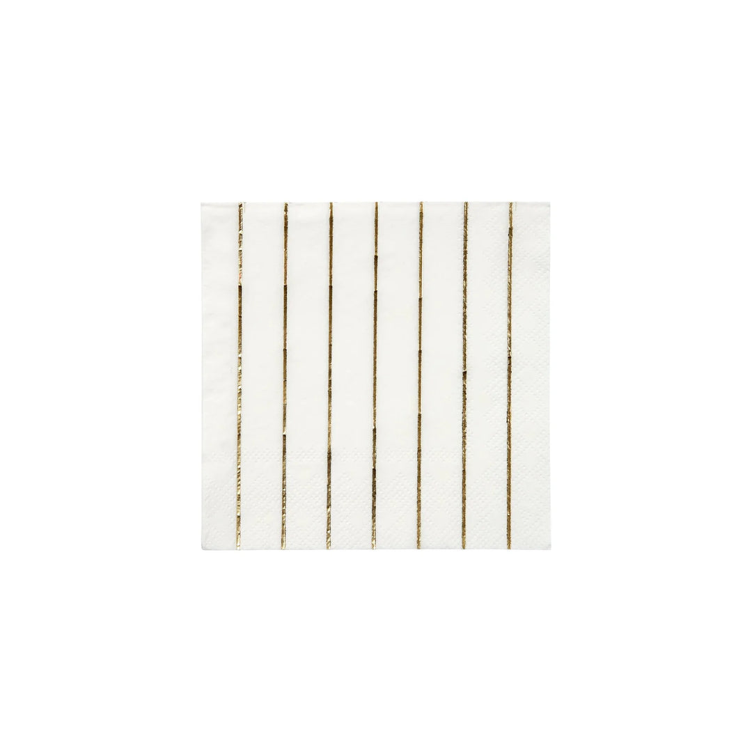 Gold Foil Stripe Cocktail Napkins <br> Pack of 16