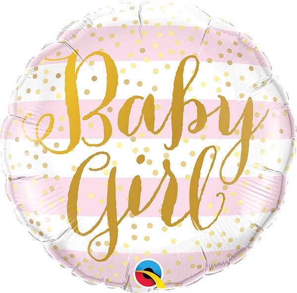 Baby Girl Pink <br> Stripes Balloon - Sweet Maries Party Shop