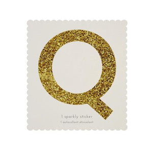 Chunky Gold Glitter Q Sticker - Sweet Maries Party Shop