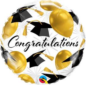 Congratulations Gold <br> Inflated Balloon - Sweet Maries Party Shop