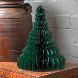 Forest Green Christmas Tree <br> Honeycomb Decoration - Sweet Maries Party Shop