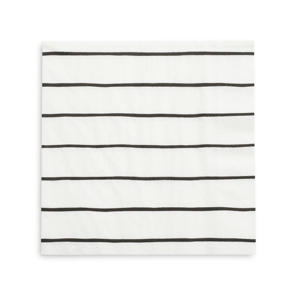 Frenchie Striped <br> Ink Large Napkins (16) - Sweet Maries Party Shop