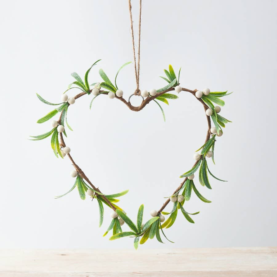 Hanging Mistletoe <br> Heart Decoration, 24cm - Sweet Maries Party Shop