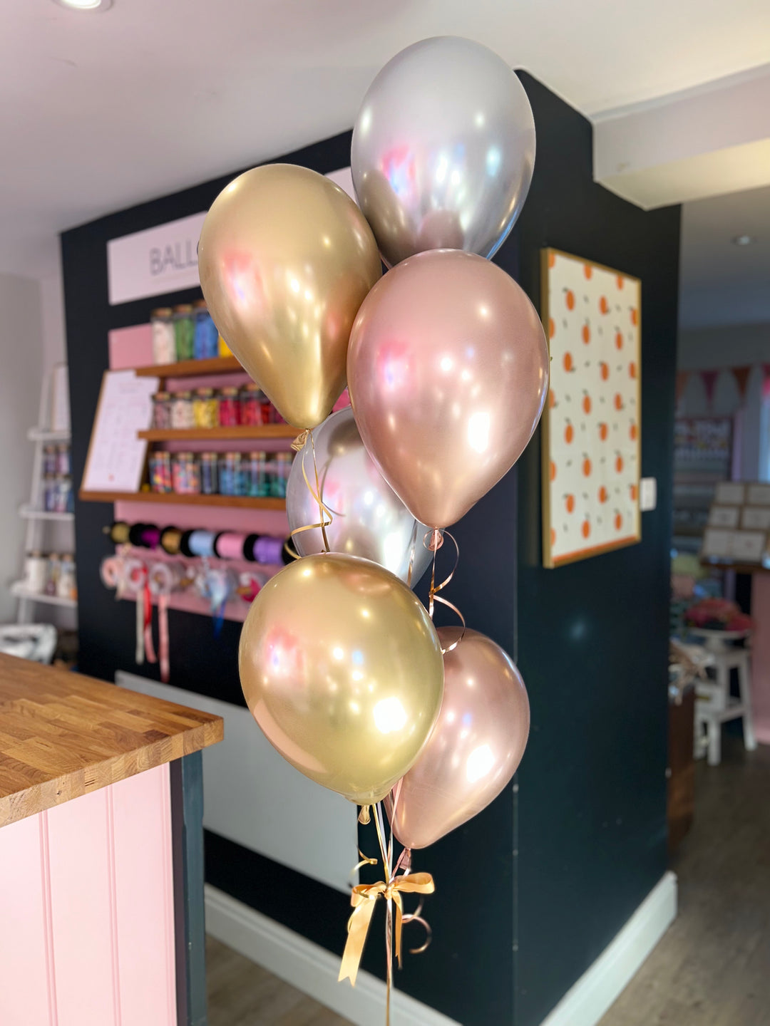 Luxe Chrome <br> 6 Helium Balloon Bunch