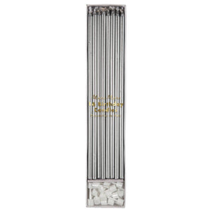 Metallic Silver <br> Long Candles - Sweet Maries Party Shop