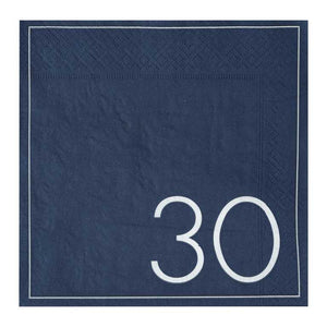 Navy 30th Birthday Milestone <br> Paper Napkins (16) - Sweet Maries Party Shop