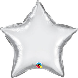 Personalised Chrome Silver <br> Star Balloon - Sweet Maries Party Shop