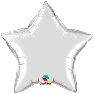 Personalised Metallic Silver <br> Star Balloon - Sweet Maries Party Shop