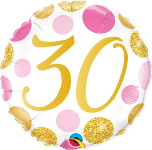 Pink & Gold Dots <br> 30th Birthday - Sweet Maries Party Shop