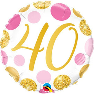 Pink & Gold Dots <br> 40th Birthday - Sweet Maries Party Shop