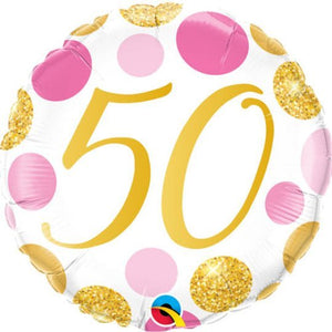 Pink & Gold Dots <br> 50th Birthday - Sweet Maries Party Shop