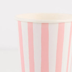 Pink Stripe <br> Party Cups (8) - Sweet Maries Party Shop