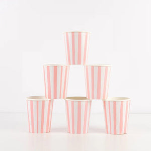 Pink Stripe <br> Party Cups (8) - Sweet Maries Party Shop