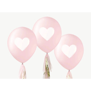 Pink White Heart Balloons <br> Box of 12 - Sweet Maries Party Shop