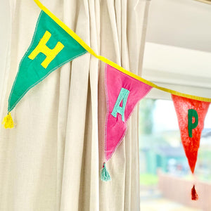Rainbow Happy Birthday <br> Fabric Flag Bunting - Sweet Maries Party Shop