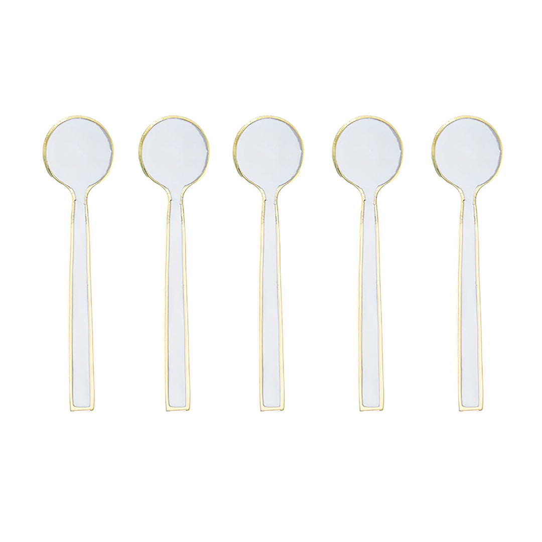Spoons Set <br> Cream Enamel & Brushed Gold - Sweet Maries Party Shop
