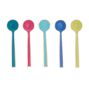 Spoons Set <br> Enamel & Brushed Gold <br> Assorted Colours - Sweet Maries Party Shop