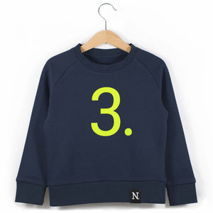 The Numbers - 3 Navy Sweatshirt - Sweet Maries Party Shop