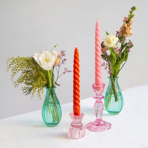 Warm Coloured Spiral <br> 4 Deluxe Dinner Candles - Sweet Maries Party Shop