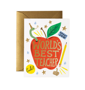 Worlds Best Teacher <br> Greeting Card - Sweet Maries Party Shop