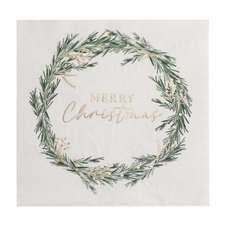 Merry Christmas Wreath <br> Napkins (16)