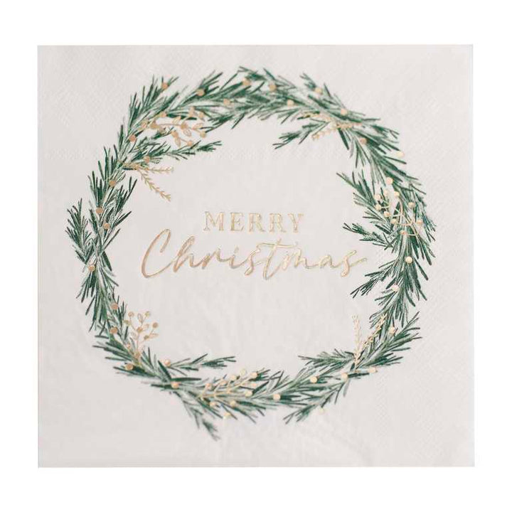 Merry Christmas Wreath <br> Napkins (16)