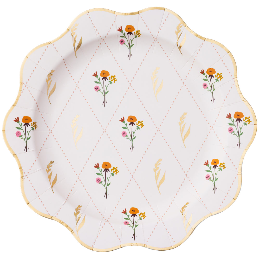 Cosy Fall / Autumn Floral Dinner Plates – 8 Pack