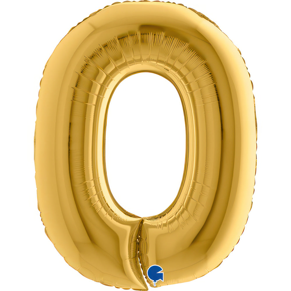 Inflated Gold <br> XL Number Balloon (0-9) <br> 102cm Tall