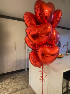 12 Red Love Hearts Foil Balloon Bouquet